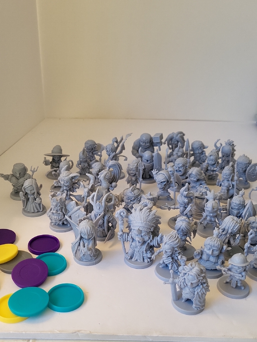 Unpainted Fantasy Miniature Arcadia Quest Game Pieces  Set Of 64 #0521i